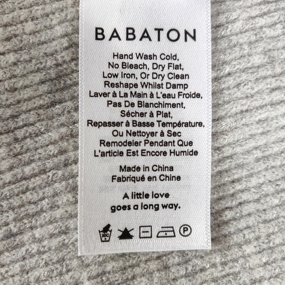 Aritzia Heather Grey Wool Blend Chalmers Mock Neck Ribbed Knit Crop Sweater S - Picture 7 of 8